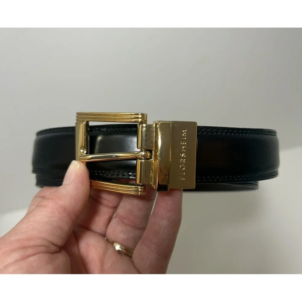 FLORSHEIM Black Brown Reversible Genuine Leather Belt 5-1002 Mens 34